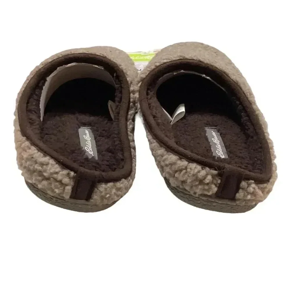 Eddie Bauer Slippers Mens Medium 8-9 Brown Casey Bedroom House Vegan Shoes New